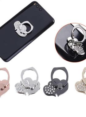 Diamond 60 Degree Double Heart Shape Mobile Phone Stand Cel