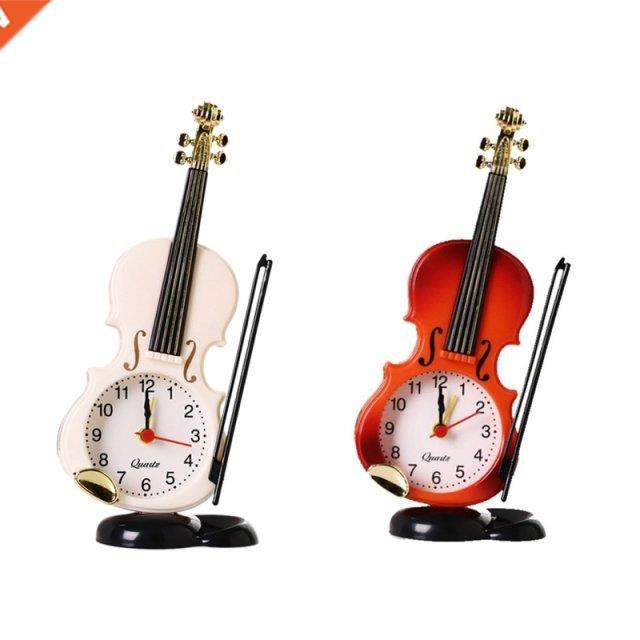 Simulation Violin Alarm Clock Vintage Desk Clock Handmade Cr