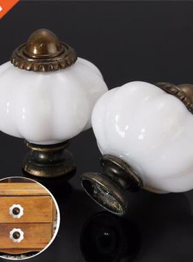 White Imitation Ceramic Vintage Door Knobs Cabinet Drawer Cu