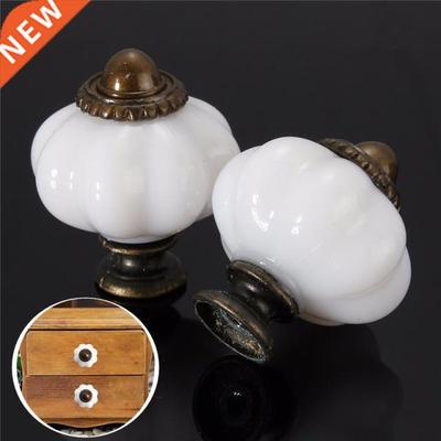 White Imitation Ceramic Vintage Door Knobs Cabinet Drawer Cu
