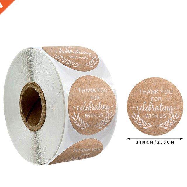 100-500pcs Round Thank You Stickers Scrapbooking Kraft Stick