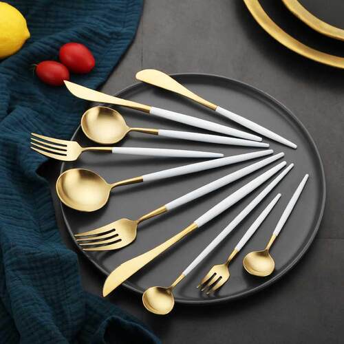 White Gold Cutlery Set Western 18/10 Stainless Steel Talewa