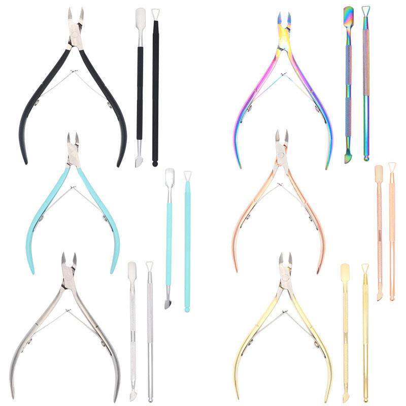 pcs set Nail Cuticle Nipper Scissors 6 colors Tweezer Clipp