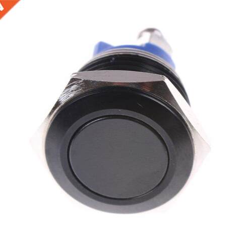 1pc 16mm Black Push Button Switches 1NO Self-Reset Press Wat