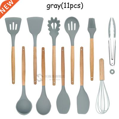 9/10/12 Pcs Silicone Cooking Tools Kitchen tensils Set Bambo