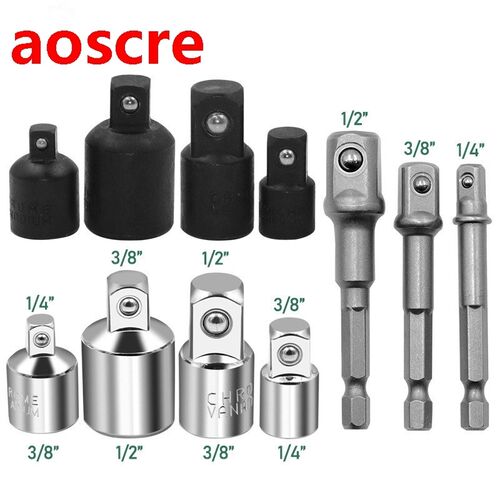 Socket Wrench Adapter Socket Nut Driver Set 1/4 3/8 1/2 Inch