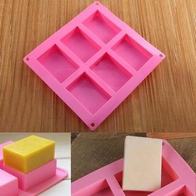 6-Cavity Rectangle Plain Basic Rectangle Soap  Mold Silic