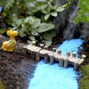 pcs/Set Wooden Bridge Grey Yellow Miniatures Fairy Figurine