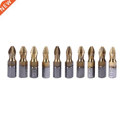10pcs Set S2 Ti-plated Hex Shank Torque PH2 Antiskid Pillips