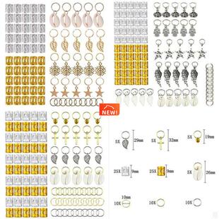 80/90/100pcs Gold Hair Braid Dreadlocks Beads Hair Leaf Star