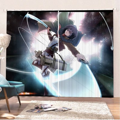Anime Attack On Titan Blackout Curtains 2 Panels Cartoon