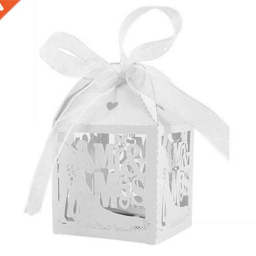 10pcs White Mr&Mrs Mried Wedding Favor Box Gift Boxe