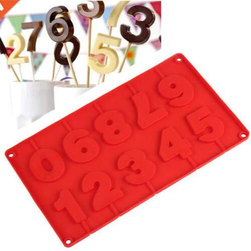 0-9 Numbers Shape Lolli Silicone Mold 3D Hand Made Sucker St