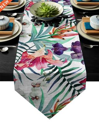 Tropical Plant Leaf Flower Table Runners Modern Kitchen Deco