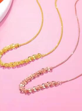 POFUNUO Real 18K Gold Necklace Pure AU750 Phoenix Tail Chai