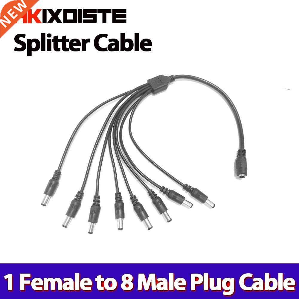 DC Power Jack 5.5x2.1mm DC Power Cable 1 Female to 8 Male W