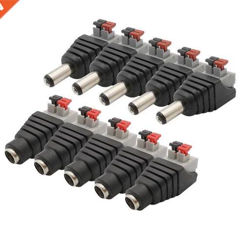10Pcs 5.5 x 2.1mm DC Male Plug + DC Female Jack Connector 5.