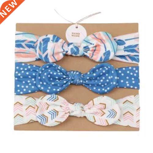 MIXIU 3pcs Baby Headbands Bow Elastic Hair Bands Cotton Rab