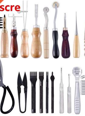 Lether Crft Tools Kit Hnd Sewing Crving Stitching Punch
