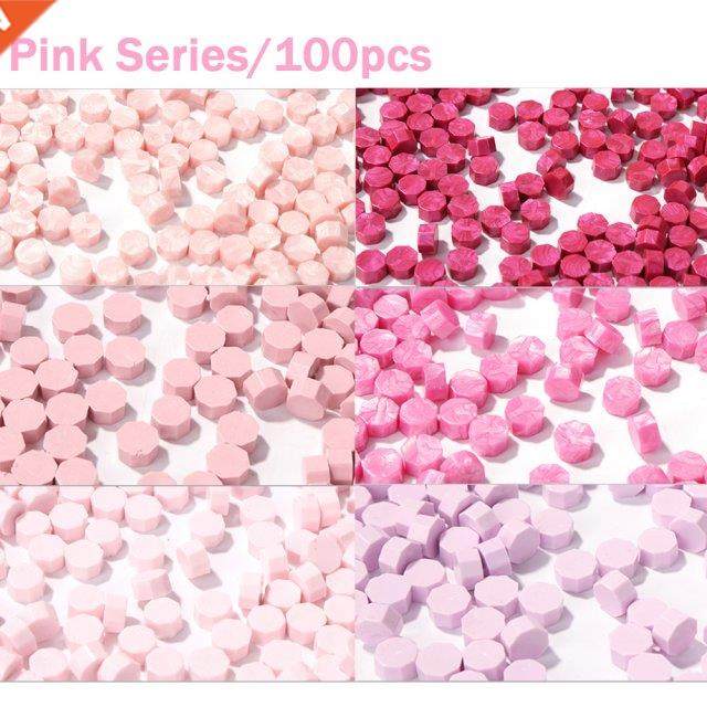 100pcs Pink Series Octagon Sealing Wax Beads Wax Seal Stamp
