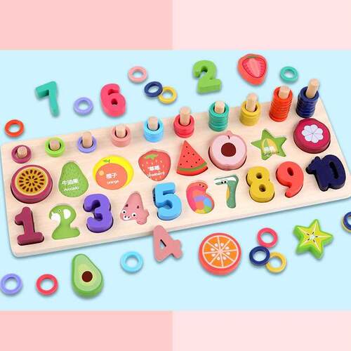 Children's wooden toy number letter logarithm board puzz