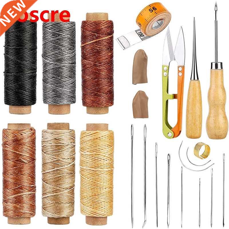 Leather Sewing Kit With Large-Eye Stitching Needles, Waxed