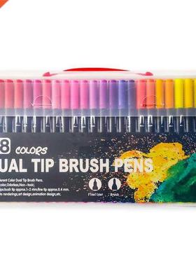 120 Color Fine Liner Dual Tip Brush Pen Felt-Tip Pen Drawing
