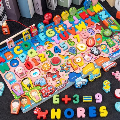Wooden Montessori Toys Fruit Digital Alphabet Animal Traffic