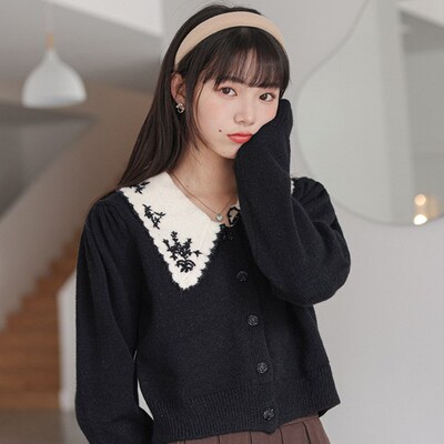 Embroidered turtleneck sweater for women 2021 autumn winter