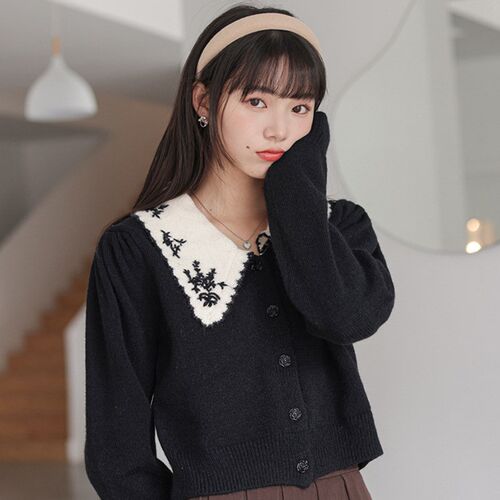 Embroidered turtleneck sweater for women 2021 autumn winter