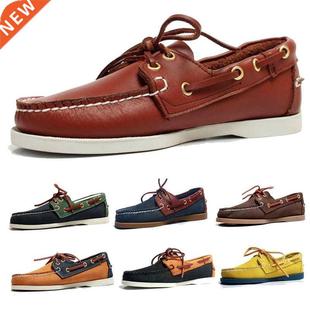 2020Men Genuine Leather Driving Shoes,Docksides Classic Boa