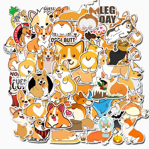50pcs cute animal dog corgi waterproof sticker pet dog deco