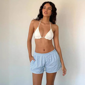 loose 纯色休闲宽松中腰短裤 mid shorts Casual women waist for