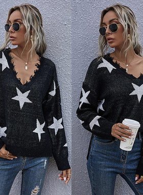 Women's 2021 autumn long-sleeved v-neck sweater women 毛衣女