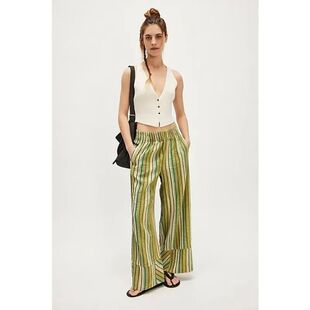 High waisted striped loose wide leg pants 高腰条纹宽松阔腿裤