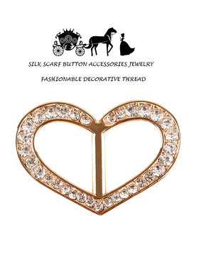 法式优雅女士心形镶钻小号丝巾扣环高档方巾打结奢华两用围巾奢华