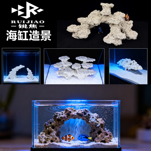 40窄海缸造景当贝珊瑚背滤小缸微人造石非爪哇基拉戈米家鱼缸fot