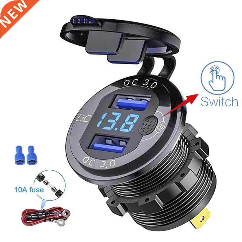 빠른 충전 QC 3.0 36W 차량용 듀얼 USB 충전기 소켓 워터프로