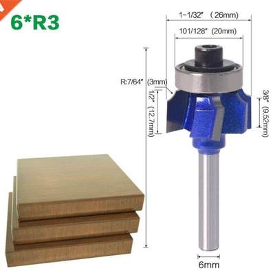 6mm Shank Router Bit R1/R2/R 4 Teeth Edge Trimmer Woodwork