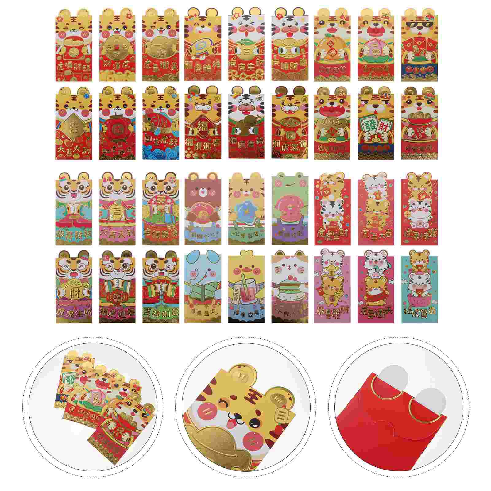 36pcs creative red packets 2022 chinese new year red
