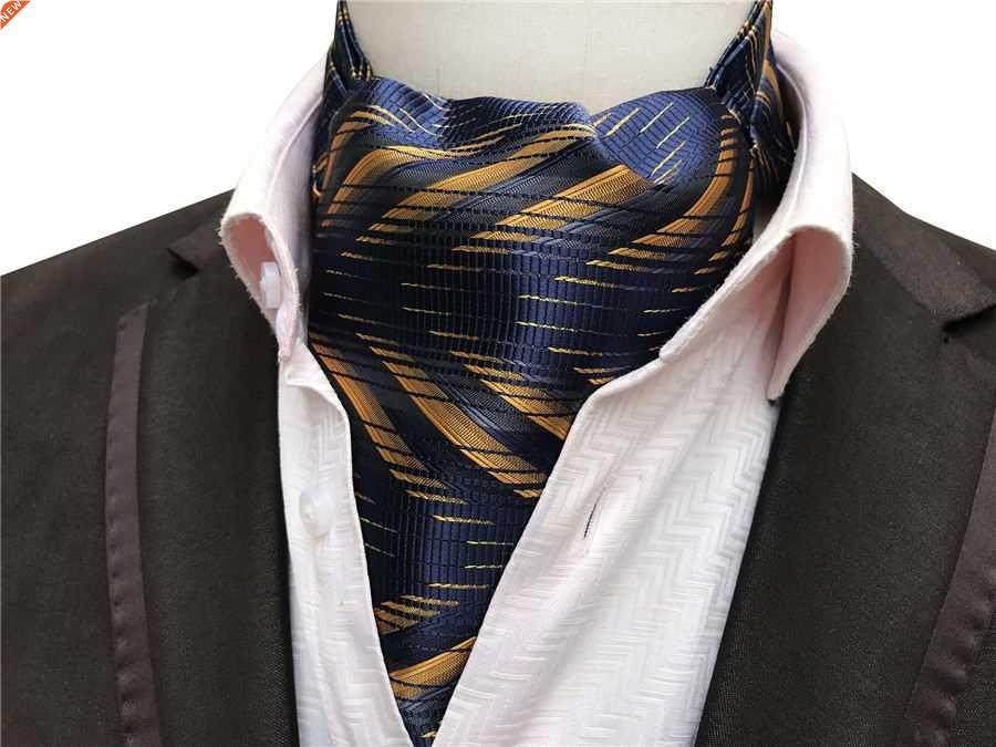 unique striped pattern mens neck ascot gentlemen cravat