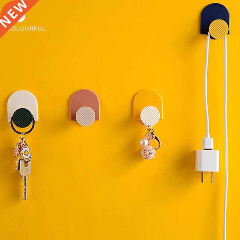 4pcs/set simple hooks key coat hooks free punching strong no