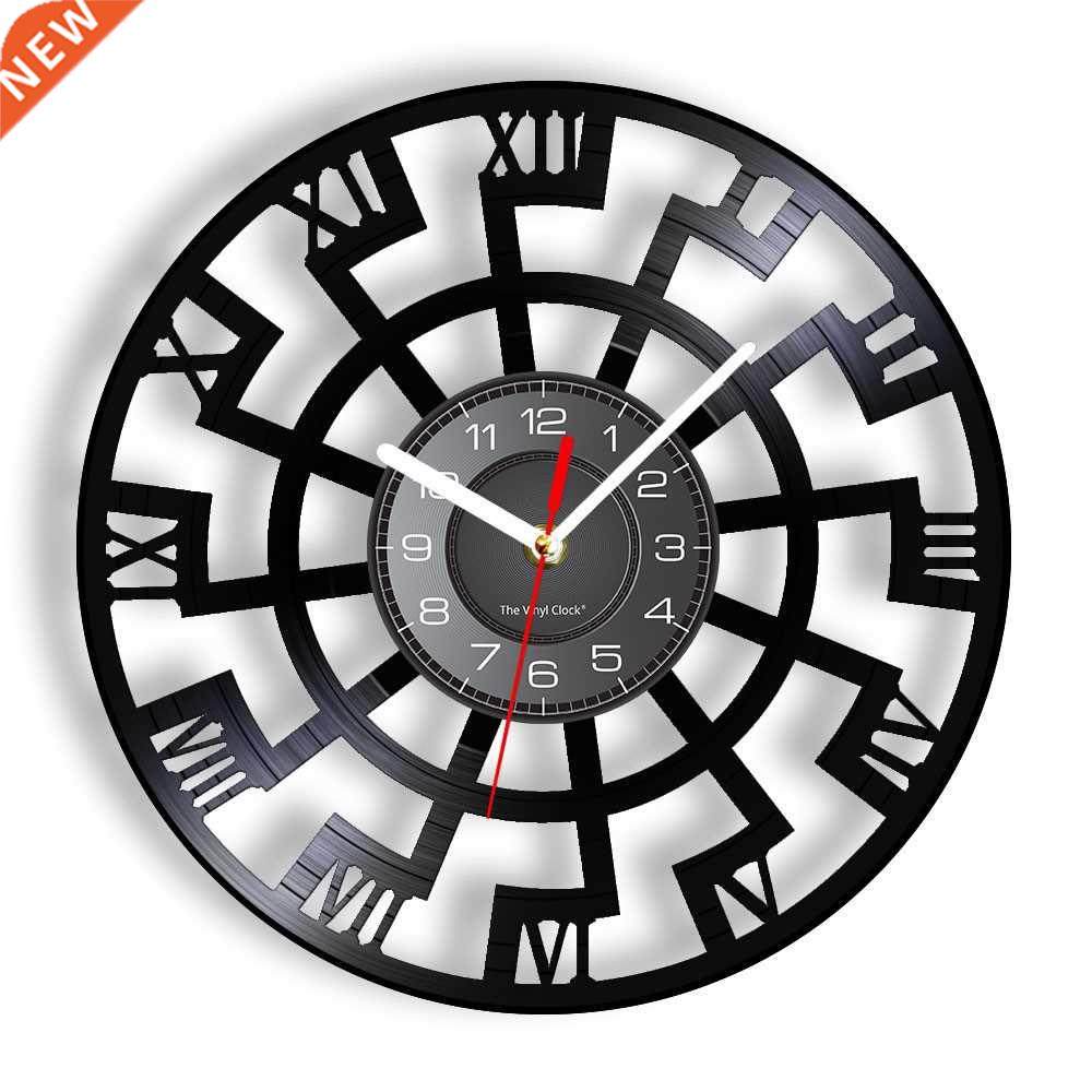 roman numerals esoteric vinyl record wall clock sun occult s