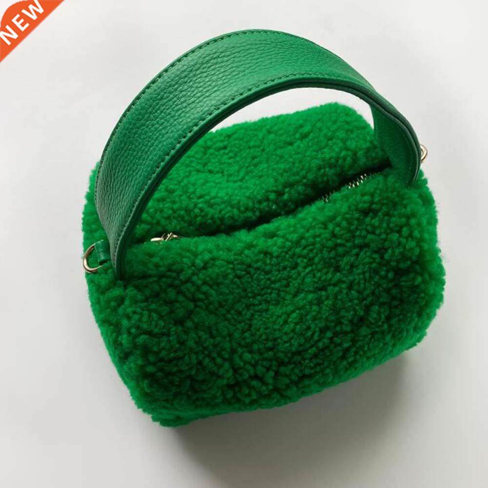 women furry lambswool handbags fashion design soft plush coo