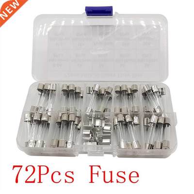 72Pcs 6x30mm Fast-blow Glass Fuse Car Glass Tube Fuses Assor