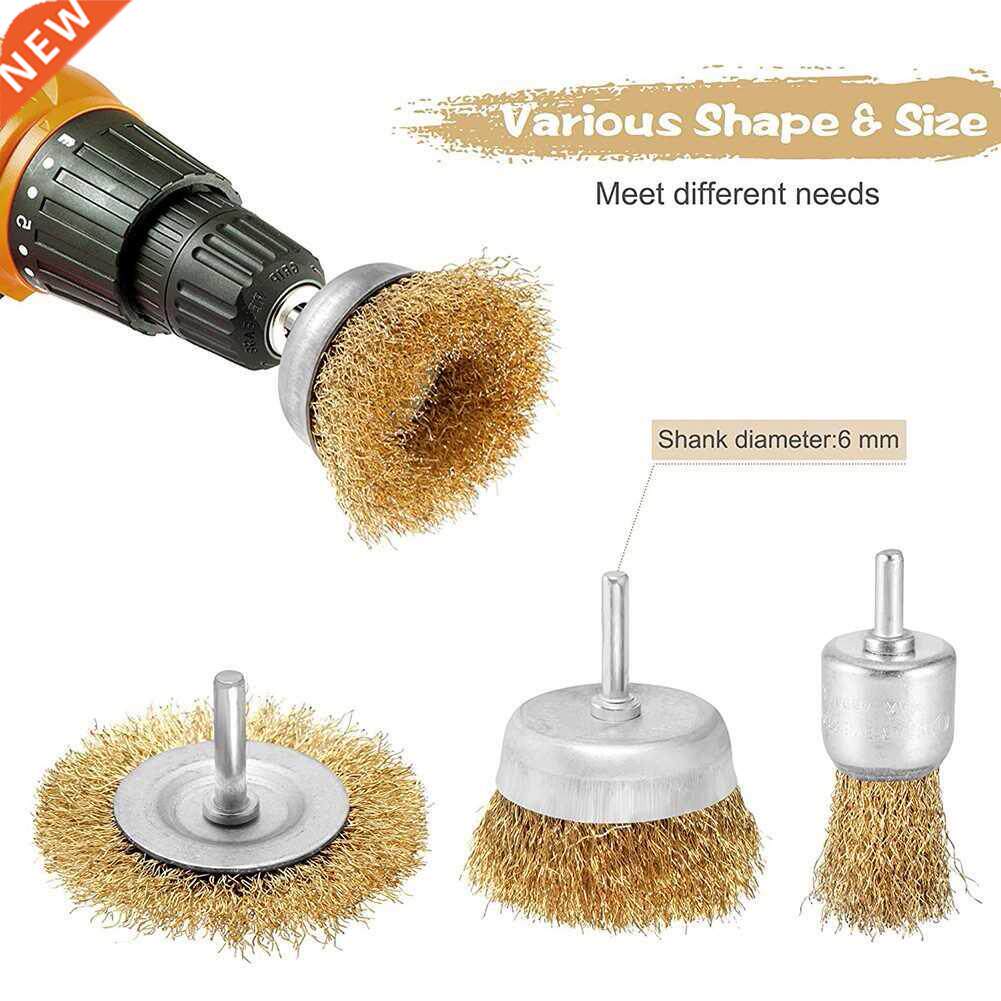 3pcs brush wire brushes 30/50mm wheel brushes 6mm shank rust