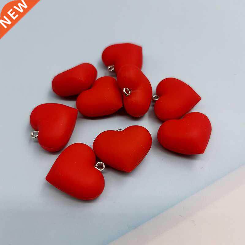 10pcs kawaii red love heart charms for jewelry making cute p