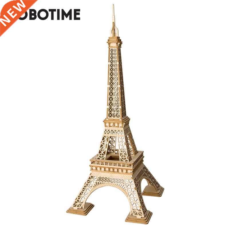 robotime 3d wooden puzzle eiffel tower assembly model wood