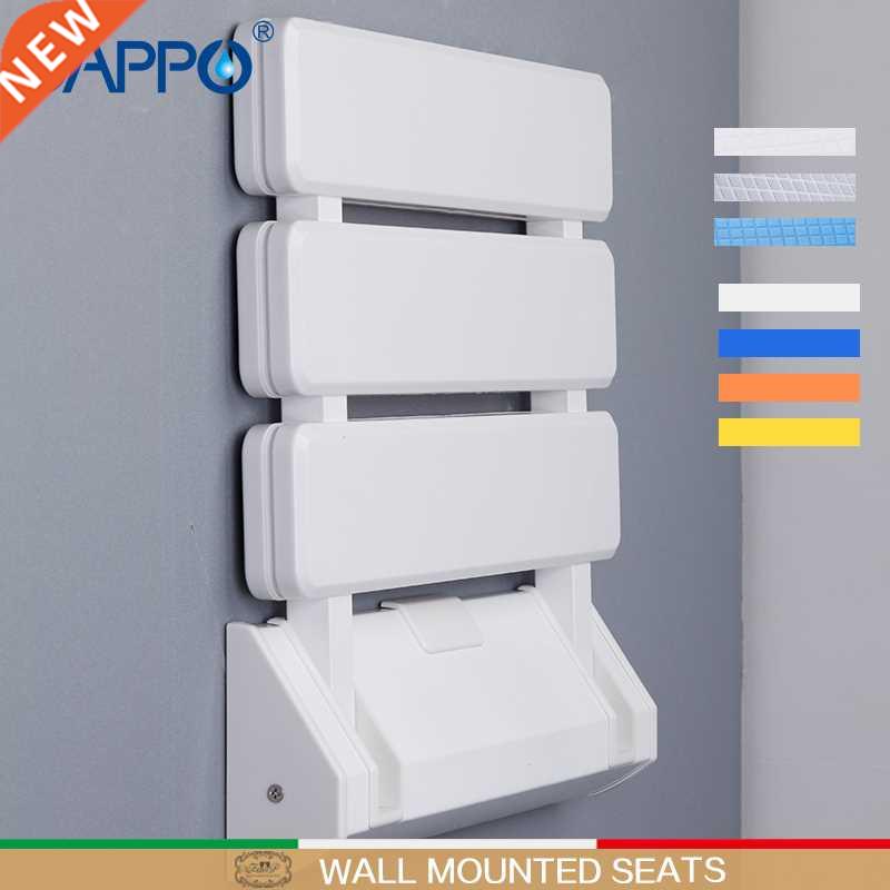 GAPPO Wall Mounted Shower Seats Plastic Folding Chair Bathr