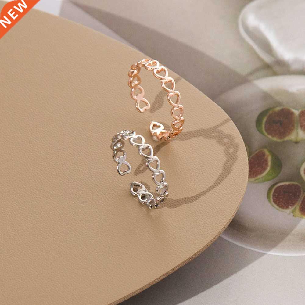 lats gold silver color hollowed-out heart shape open ring de